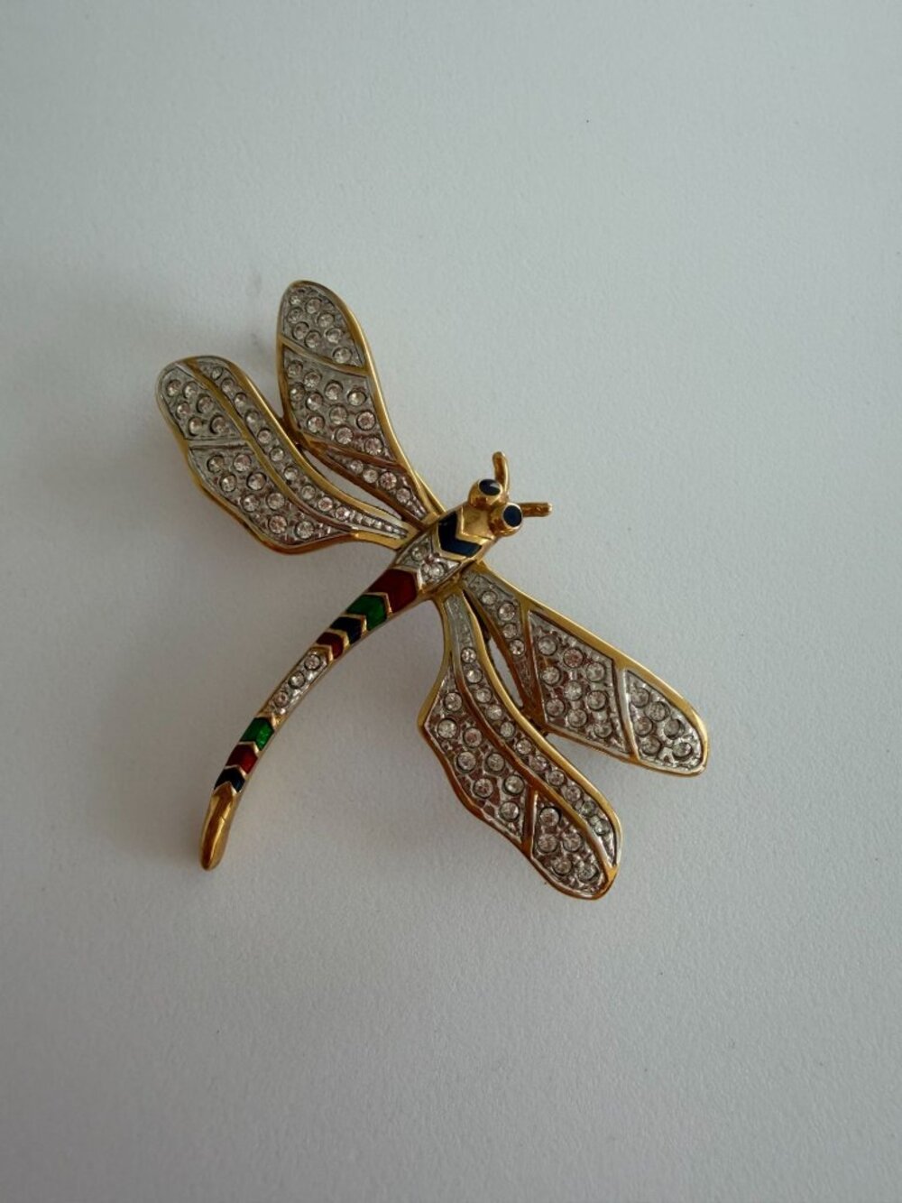 CAROLEE Gold Tone Rhinestone Dragonfly Brooch Pin